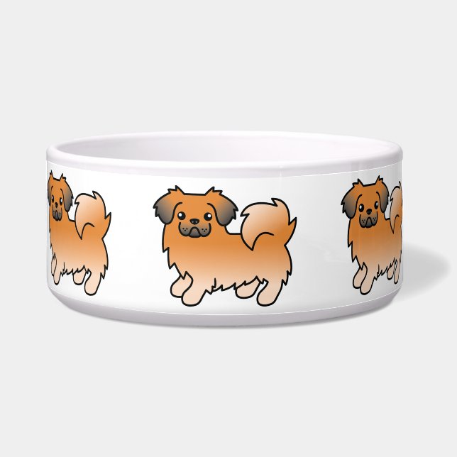 Red Sable Tibetan Spaniel Cartoon Dog Napf (Vorderseite)