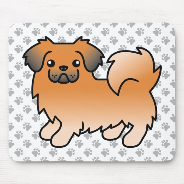 Red Sable Tibetan Spanisch Niedlich Cartoon Dog &  Mousepad (Vorne)