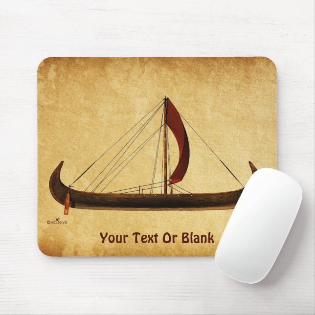 Red Sail Viking Ship Mousepad (Mit Mouse)