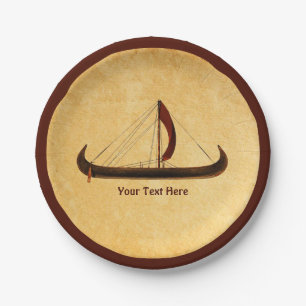 Red Sail Viking Ship Pappteller