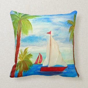 Red Sailboats werfen Kissen