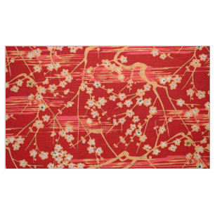 RED SAKURA BLUME Antikes japanisches Blumenmuster Stoff