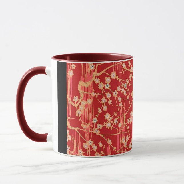 RED SAKURA BLUME Antikes japanisches Blumenmuster Tasse (Links)