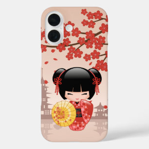 Red Sakura Kokeshi Doll - Japanisch Geisha iPhone 16 Hülle