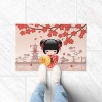 Red Sakura Kokeshi Doll - Japanisch Geisha
