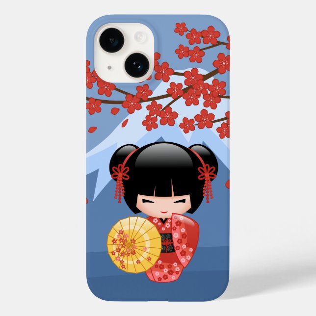 Red Sakura Kokeshi Doll - Niedlich Geisha Girl Case-Mate iPhone Hülle (Rückseite)