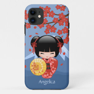 Red Sakura Kokeshi Doll - Niedlich Geisha Girl Case-Mate iPhone Hülle