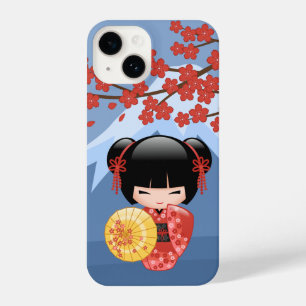 Red Sakura Kokeshi Doll - Niedlich Geisha Girl iPhone 14 Hülle