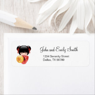 Red Sakura Kokeshi Doll - Niedlich Japanisch Geish