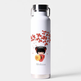 Red Sakura Kokeshi Doll - Niedlich Japanisch Geish Trinkflasche