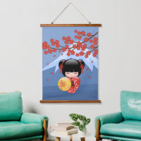 Red Sakura Kokeshi Doll - Niedlich Japanisch Geish