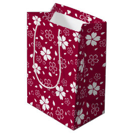 Red Sakura Pattern Mittlere Geschenktüte