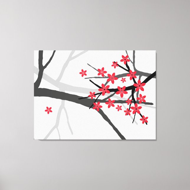 Red Sakura Wrapped Canvas Leinwanddruck (Vorderseite)