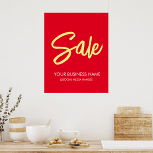 Red Sale mit Firmenname, Social Media Handle Poster