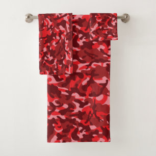 Red Salmon Camouflage   Badhandtuch Set