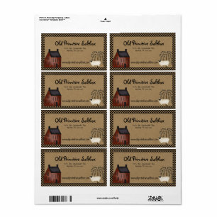 Red Saltbox House & Sheep Editable Shipping Label