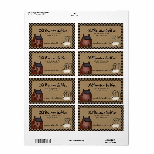 Red Saltbox House & Sheep Editable Shipping Label (Vorne)