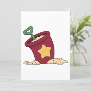 Red Sand Bucket mit Star und Shovel Einladung