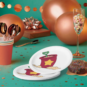 Red Sand Bucket mit Star und Shovel Pappteller
