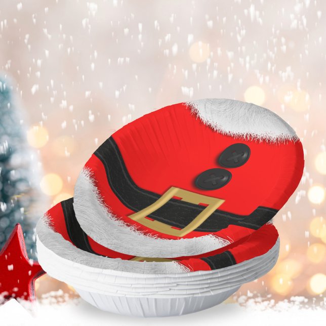 Red Santa Anzug Weihnachtsfeiertag-Party-Papier Bo Pappteller (Ho-ho-hope you have fun at your next Santa Party. Just fill these paper bowls with festive snacks)