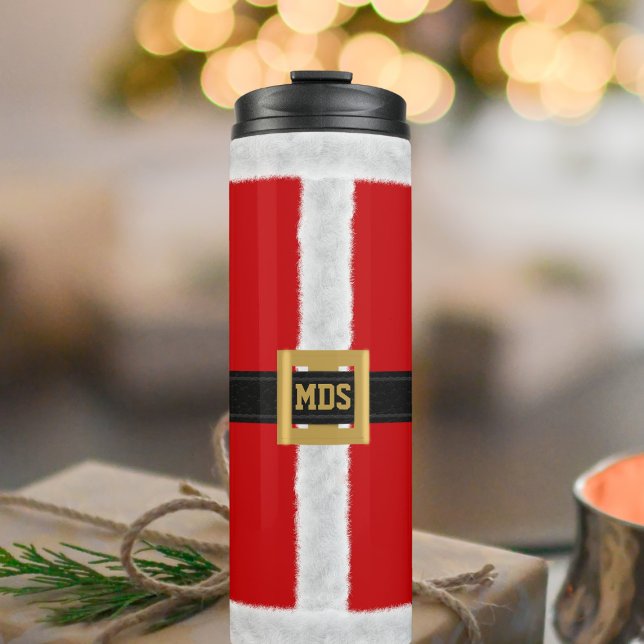 Red Santa Anzug Weihnachtsfeiertag Thermal Tumbler Thermosbecher (Perfect travel tumbler for the Professional Santa. Just add your initials)
