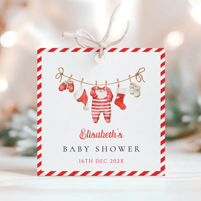 Red Santa Baby Baby Shower Geschenkanhänger (Von Creator hochgeladen)
