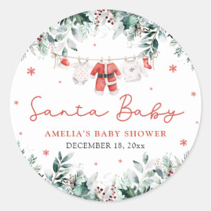 Red Santa Baby Christmas Baby Kleidung Baby Dusche Runder Aufkleber