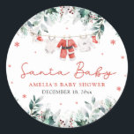 Red Santa Baby Christmas Baby Kleidung Baby Dusche Runder Aufkleber<br><div class="desc">Die Red Santa Baby Baby Baby Baby Kleidung Baby Shower Classic Round Sticker fügt eine festliche Touch zu Ihrem Urlaub Thema Babydusche Favoriten und Dekoration! Mit seinem charmanten Design und der bezaubernden, roten Kleidung des Weihnachtsmannes auf der Weihnachtsdecke, fängt dieser Aufkleber den fröhlichen Geist der Saison ein. Es ist die...</div>
