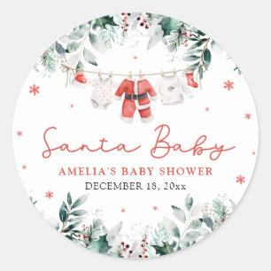 Red Santa Baby Christmas Baby Kleidung Baby Dusche Runder Aufkleber