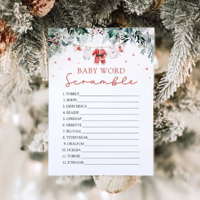 Red Santa Baby Christmas Baby Word Scramble Game Einladung (Von Creator hochgeladen)
