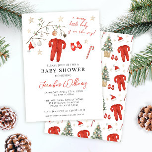 Red Santa Baby Weihnachts Winter Baby Dusche Einladung