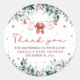 Red Santa Baby Weihnachtskleidung Baby Dusche Runder Aufkleber