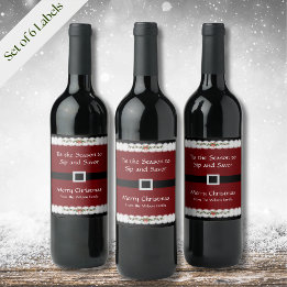 Red Santa Belt Weihnachtswein Flasche Set Weinetikett