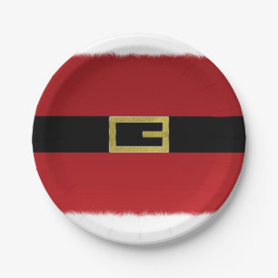 Red Santa Claus Belt & White Frische Weihnachten Pappteller