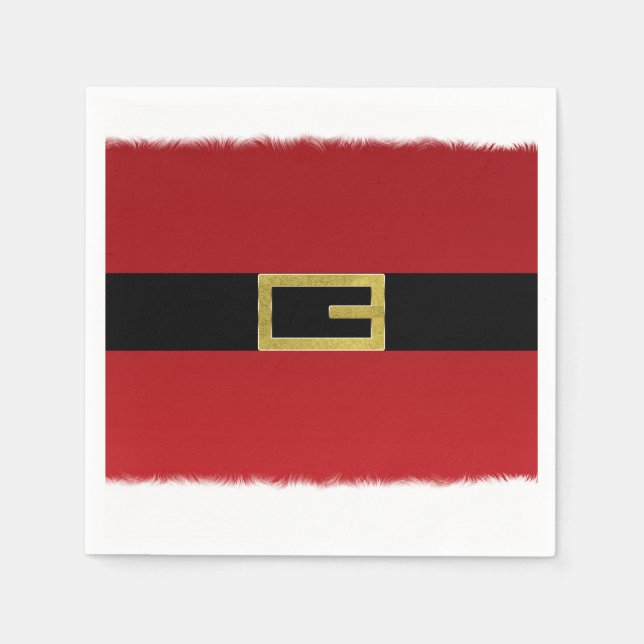 Red Santa Claus Belt & White Frische Weihnachten Serviette (Vorderseite)