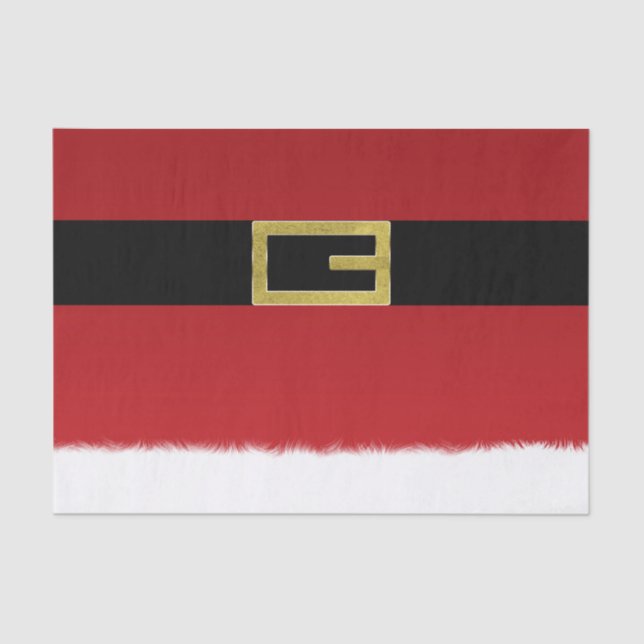 Red Santa Claus Belt & White Fur Weihnachtsfeierta Seidenpapier (Vorderseite)