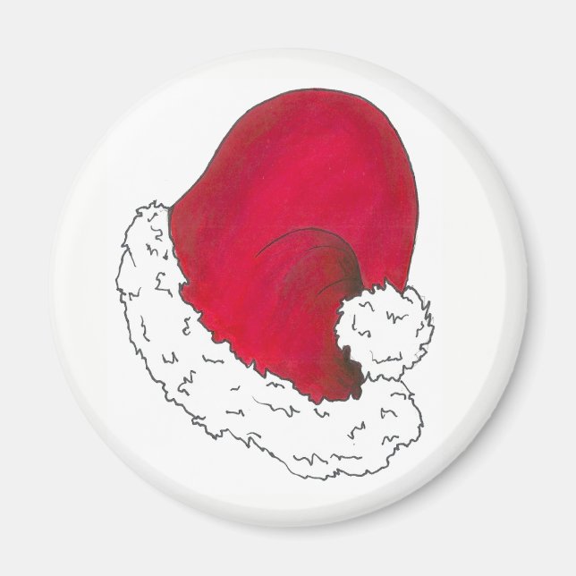 Red Santa Claus Hat frohe Weihnachten Weihnachten  Magnet (Vorne)