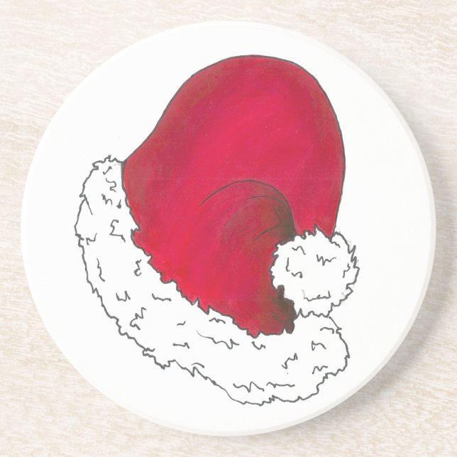 Red Santa Claus Hat Secret Weihnachten Weihnachten Getränkeuntersetzer (Vorne)