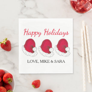 Red Santa Claus Hat Weihnachten glückliche Ferien Serviette