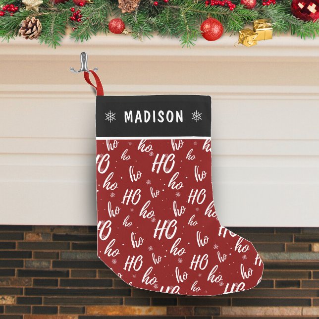 Red Santa Claus Ho Ho Ho Pattern Weihnachten Kleiner Weihnachtsstrumpf (dark red santa claus ho ho ho pattern Christmas stocking)