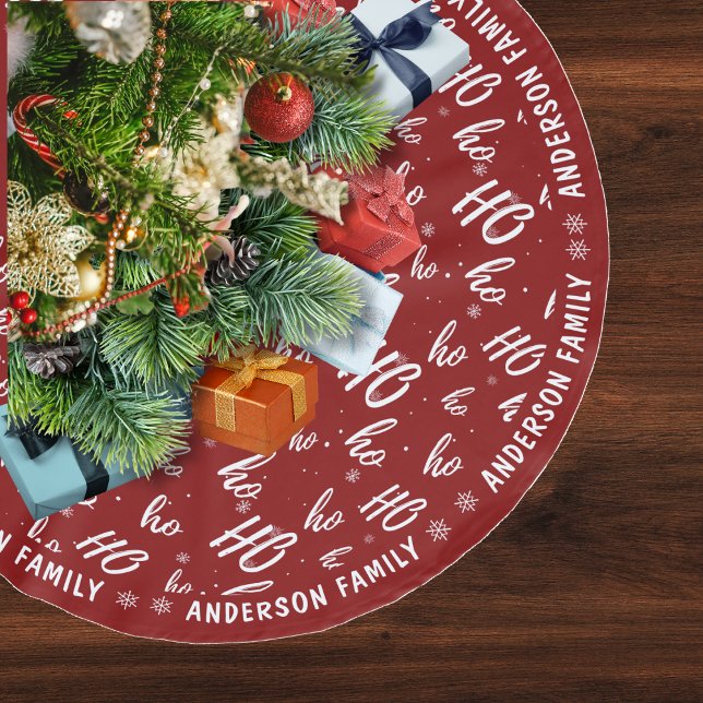 Red Santa Claus Ho Ho Ho Pattern Weihnachten Polyester Weihnachtsbaumdecke (red santa claus ho ho ho pattern Christmas tree skirt)