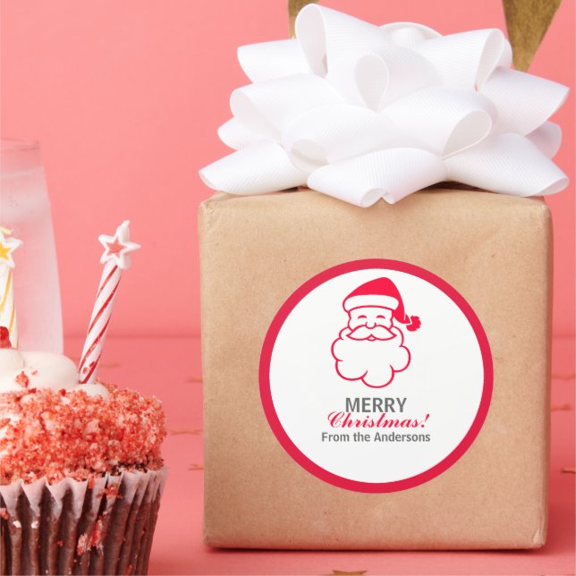 Red Santa Claus Runder Aufkleber (Party)