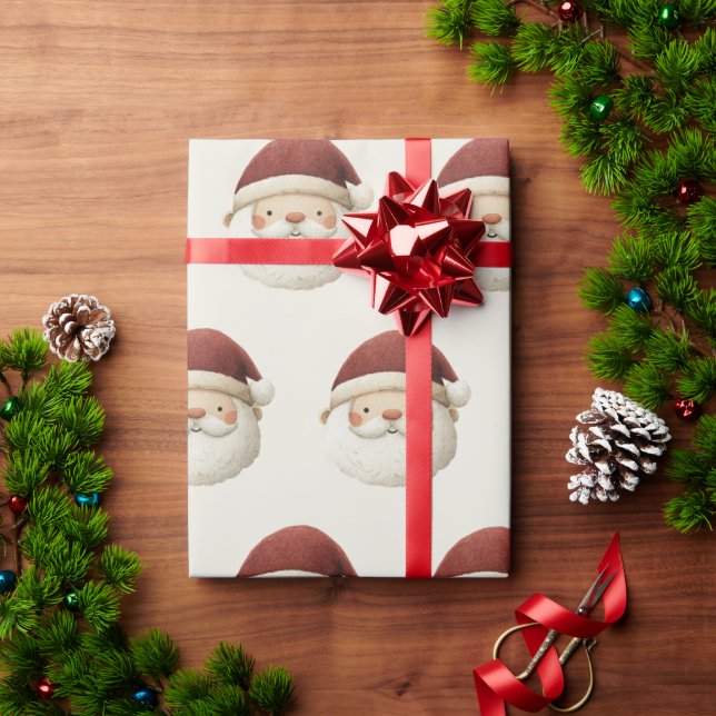 Red Santa Claus Rustic Christmas Wrapping Paper Geschenkpapier (Feiertagsgeschenk)