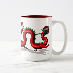 Red Santa Dragon Zweifarbige Tasse
