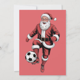 Red Santa Soccer Player Fun Weihnachtskarte Feiertagskarte