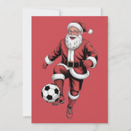 Red Santa Soccer Player Fun Weihnachtskarte Feiertagskarte