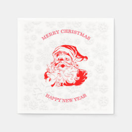 Red Santa White Snowflakes Serviette