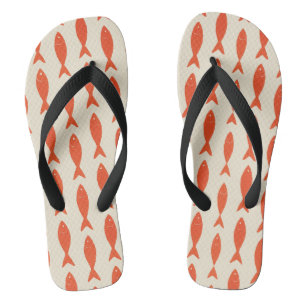 Red Sardines Fish Summer Flip Flops
