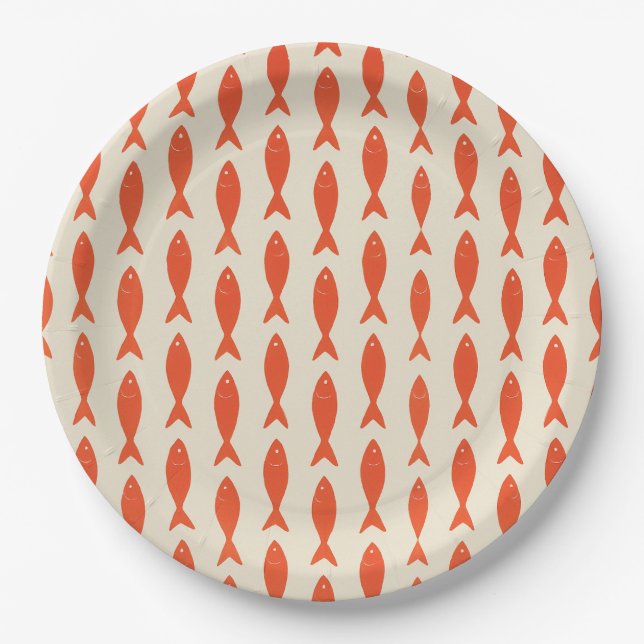 Red Sardines Fish Summer Pappteller (Vorderseite)