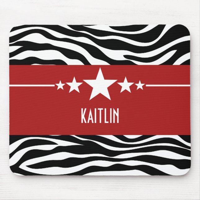 Red Sassy Star Zebra Mousepad (Vorne)